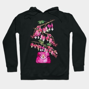 Pink Bleeding hearts leaning over pink bag Hoodie